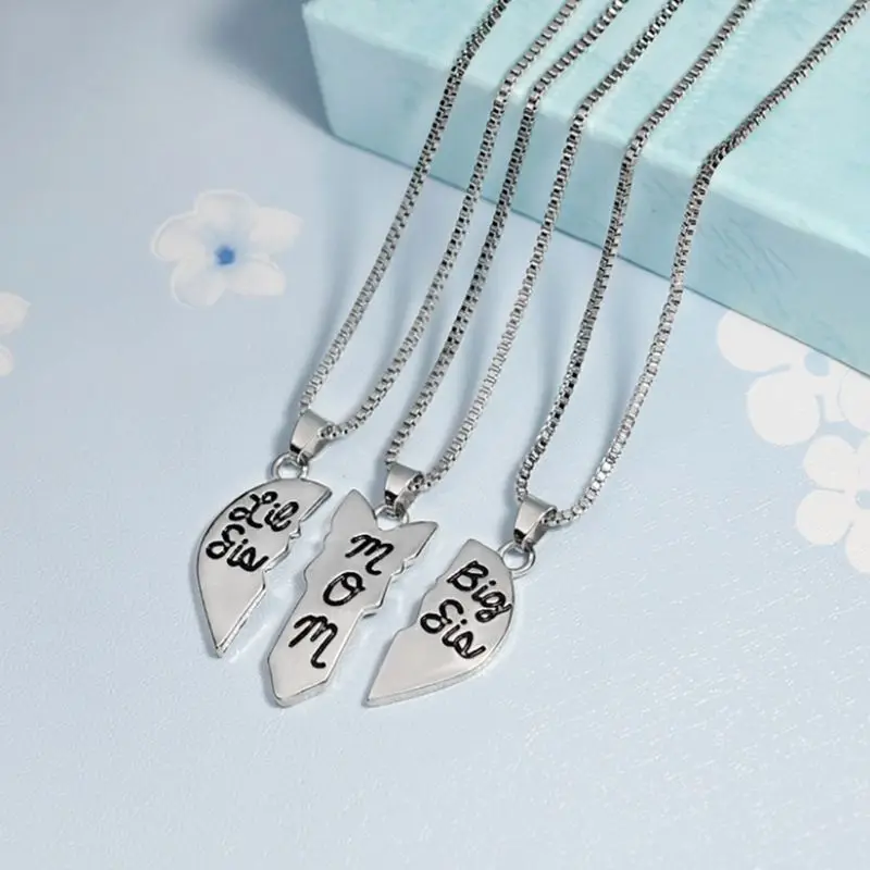 3 шт./компл. ожерелье с сердцем большая сестра мама маленький Sis резной кулон на