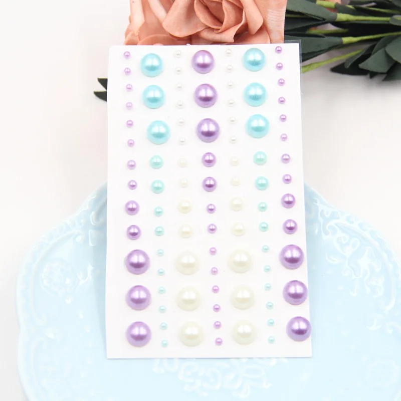 

KLJUYP 3pcs/set Colorful Imitation Pearls Stickers for Scrapbooking/ DIY Crafts/ Card Making Decoration