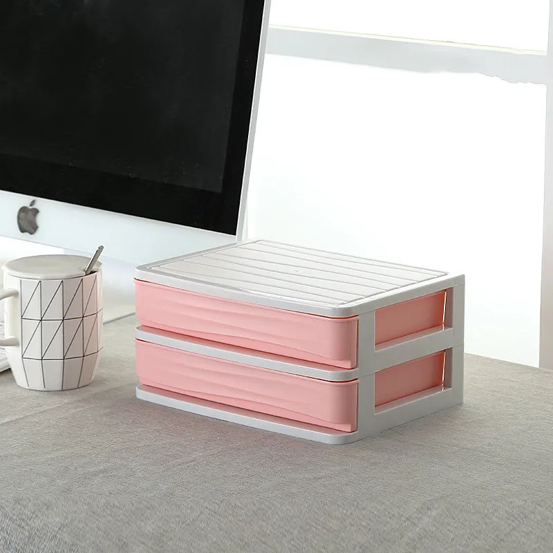 Pink 2 layer Многослойный пластиковый косметический ящик, органайзер для макияжа, коробка для хранения косметики, контейнер для ногтей, шкатулка, держатель, настольный чехол для хранения - Цвет: Pink 2 layer