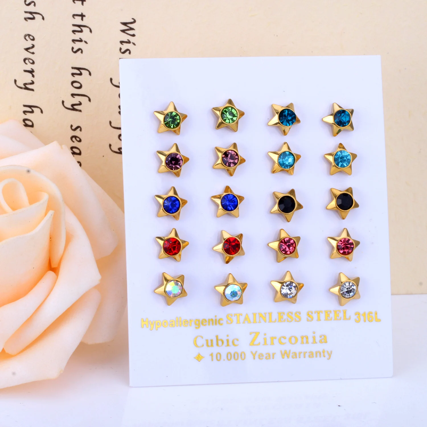 Серьги-гвоздики LUXUKISSKIDS из нержавеющей стали в форме пятиконечной звезды 10