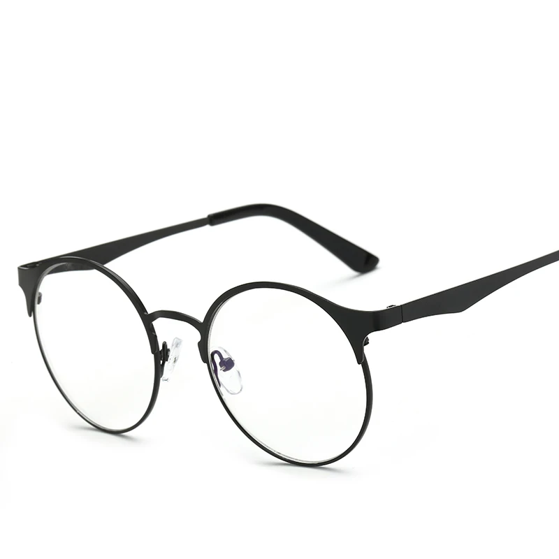 Мужские и wo Мужские Простые Стеклянные оправы, металлическая рама ретро очки, солнцезащитные очки, очки по рецепту 1603 - Цвет оправы: Черный