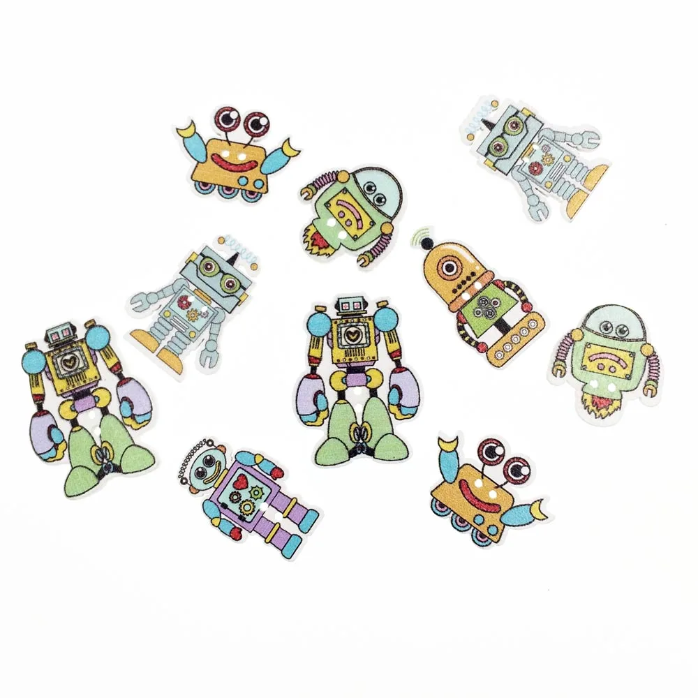 50 шт робот DIY деревянные кнопки для одежды аксессуары скрапбукинга декоративные