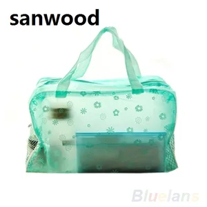 2015 хит продаж, прозрачная Водонепроницаемая косметичка с цветочным принтом, сумка для туалетных принадлежностей 6NR2