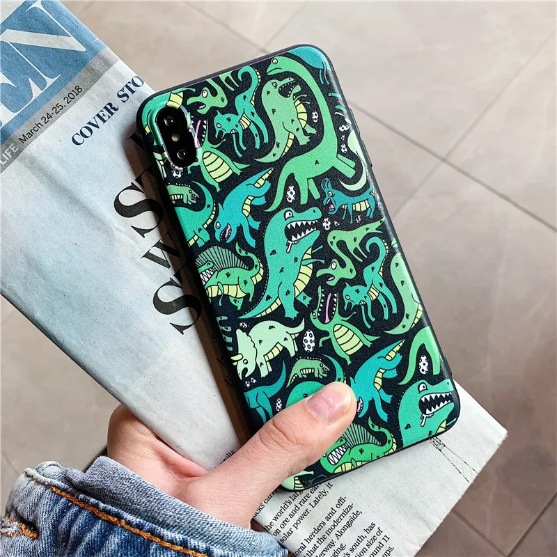 Мультяшные картины с изображением динозавров чехол для телефона для iphone X XR XSMax чехол для iphone 6s 6 8 7 plus XS чехол Модный матовый мягкий чехол s Capa