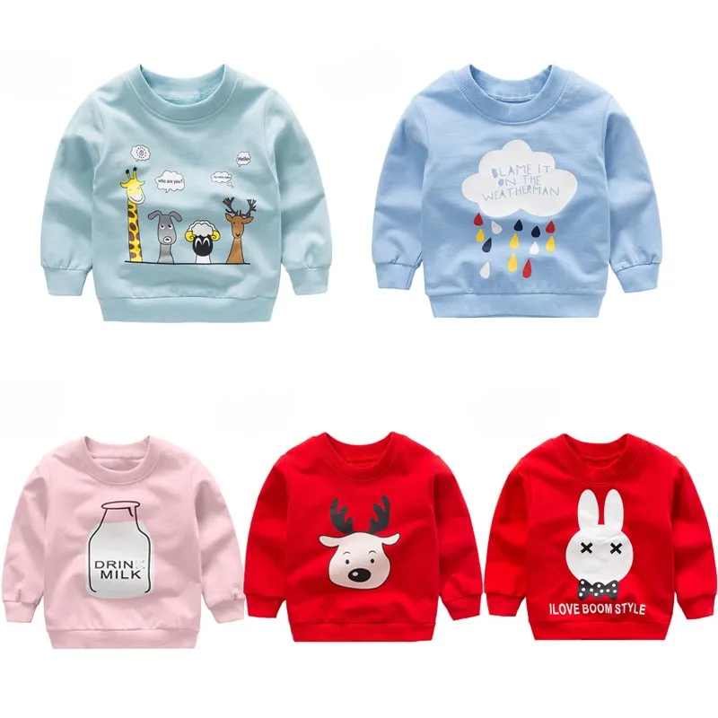 Baby Boys Girls Sweatshirts Autumn Spring Cartoon Cotton Tops Children Long Sleeve Sweatshirt | Детская одежда и обувь