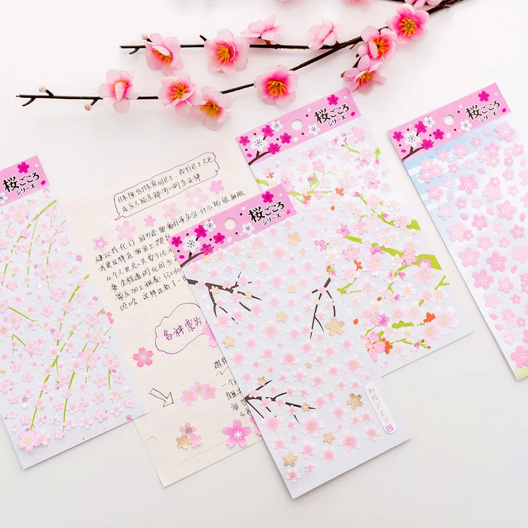 24 шт./лот Розовый вишня Сакура Декоративные Канцелярские наклейки Скрапбукинг DIY