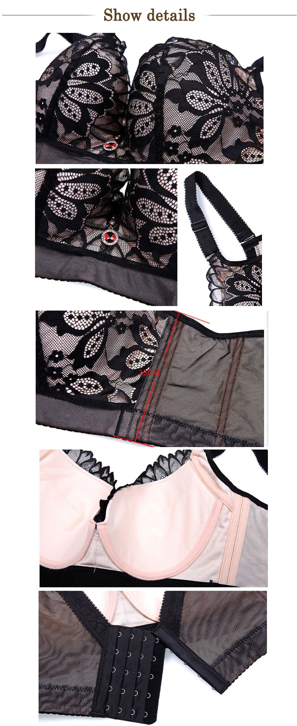 FallSweet Plus Size Women Bras Underwire Lace Brassiere Push Up D DD Cup Sexy Underwear 105 110