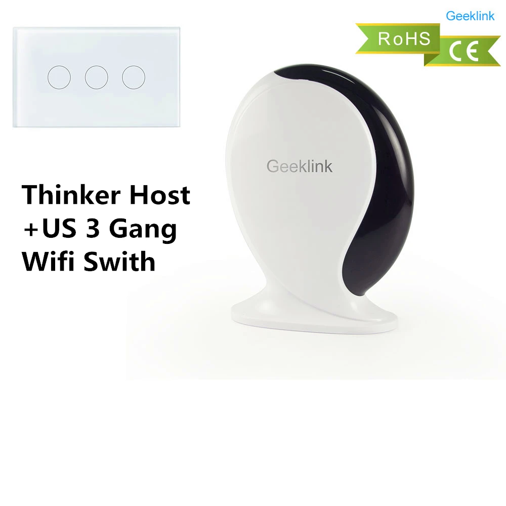 Geeklink Smart Home WiFi Switch для Alexa Google Home Voice Управление освещением Настенный светильник Прерыватель 1 2 3 Gang Smart Remote Control - Цвет: White Host 3 Gang