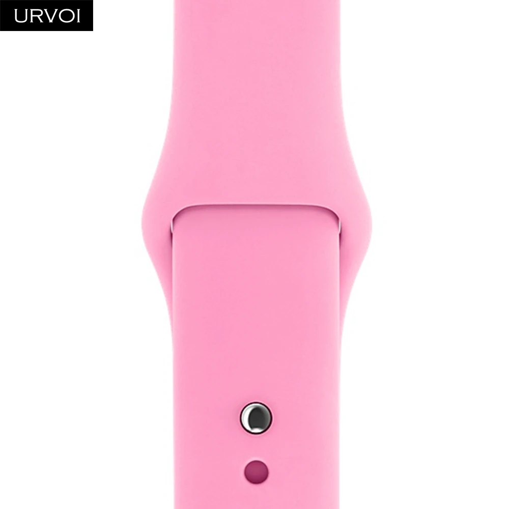 Спортивный ремешок URVOI для apple watch series 5, 4, 3, 2, 1, с застежкой-шпилькой и застежкой, силиконовый ремешок для iWatch, замена, сосна, зеленый - Цвет ремешка: light pink