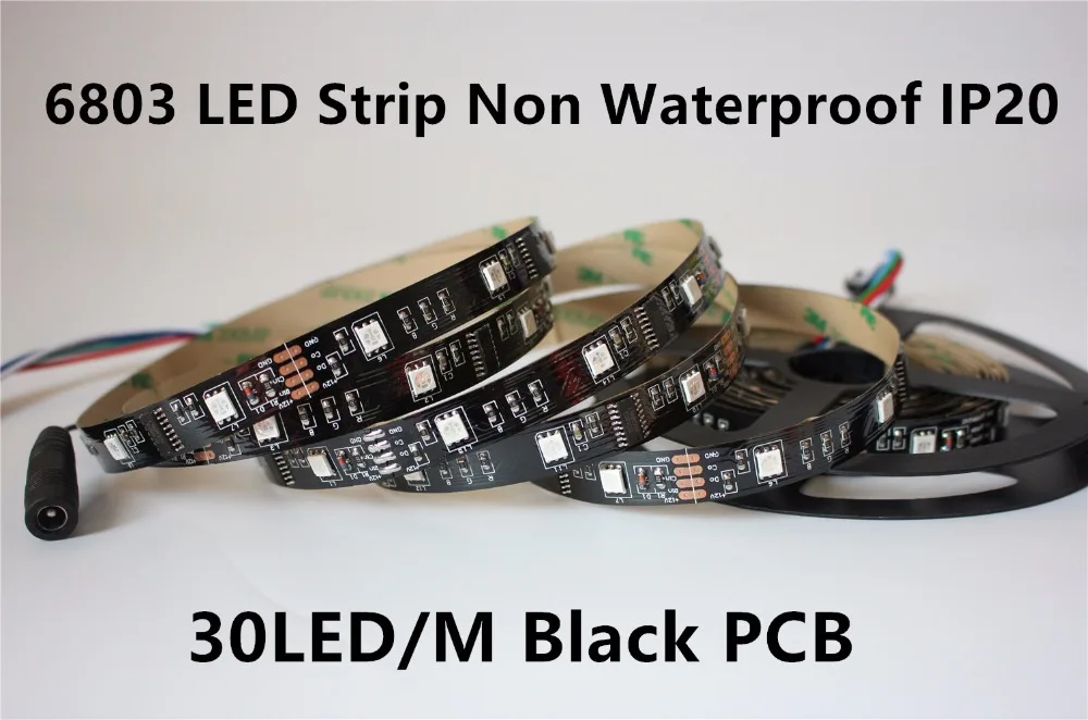

LED Strip light 6803 IC Black PCB Non waterproof 5050 magic dream color changing digital 30led/m 150leds/5m addressable DC12V