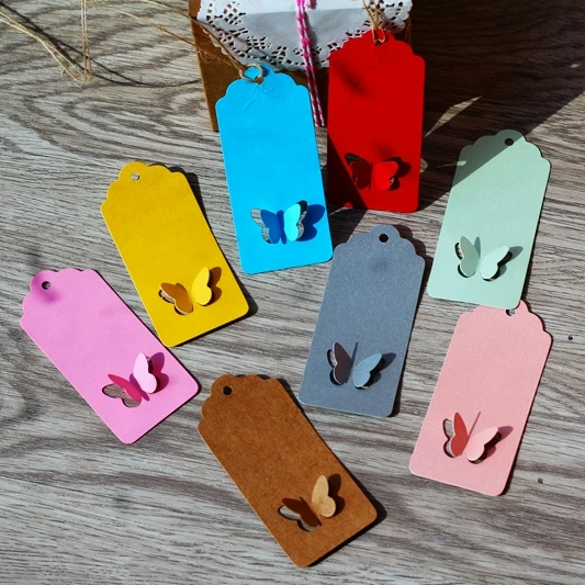 Бабочка зубчатые бумажные бирки для подарков Свадебные винтажные этикетки