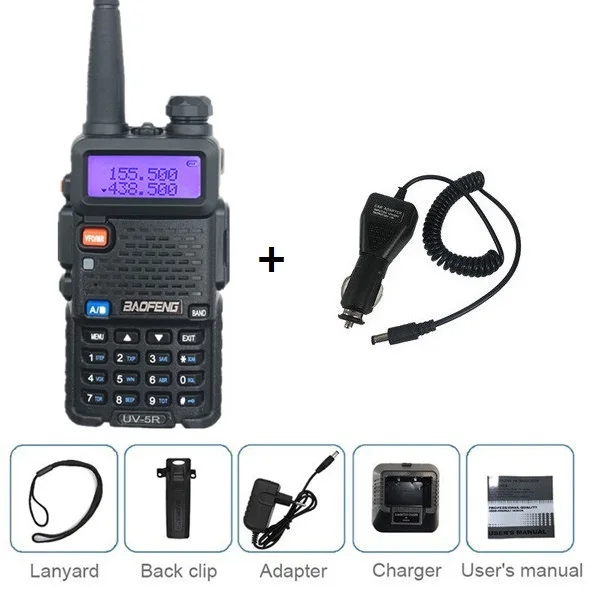 car charger BaoFeng UV-5R иди и болтай walkie talkie “иди и 10 км Любительское радио, Си-Би радиосвязь радиостанции УКВ 136-174& 400-520Mhz uv 5r коротковолновым приемником сканер радиолюбитель VOX - Цвет: car charger