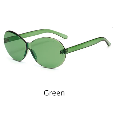 Green Ralferty, модные Овальные Солнцезащитные очки для женщин, фирменный дизайн, цельные интегрированные очки без оправы, фиолетовые очки, новые оттенки W2106 - Цвет линз: Green