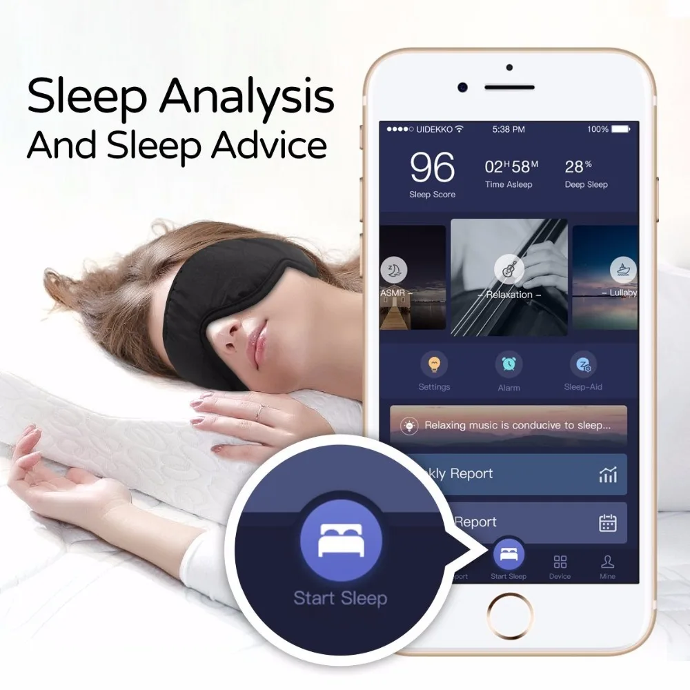 Sleepace сна наушники удобные моющиеся маска для глаз со звуком блокировки/шумоподавления наушники Smart App дистанционное управление 1