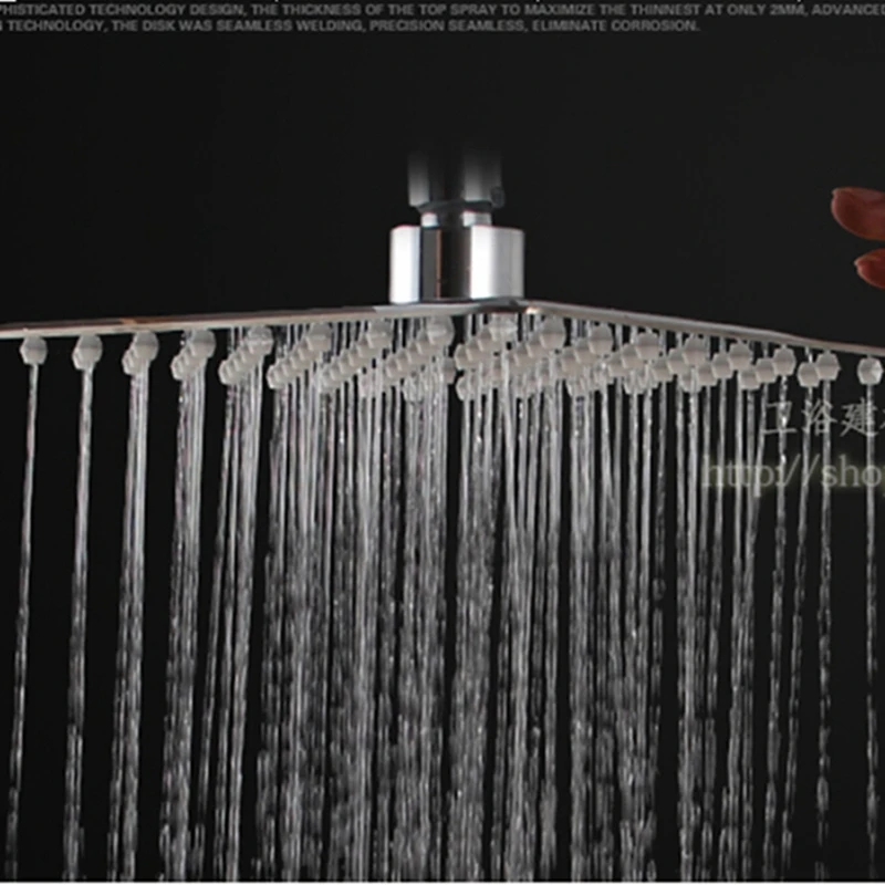 Хромированная квадратная насадка для Дождевого душа с потолочным креплением