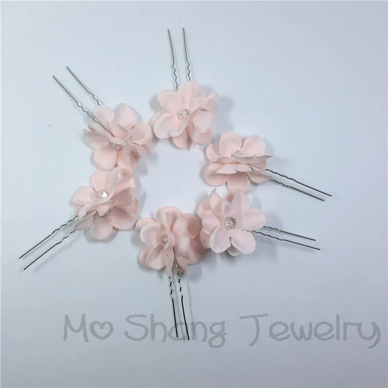 Заколки для волос 6 шт. модные u-образные прозрачные розовые с цветами женщин