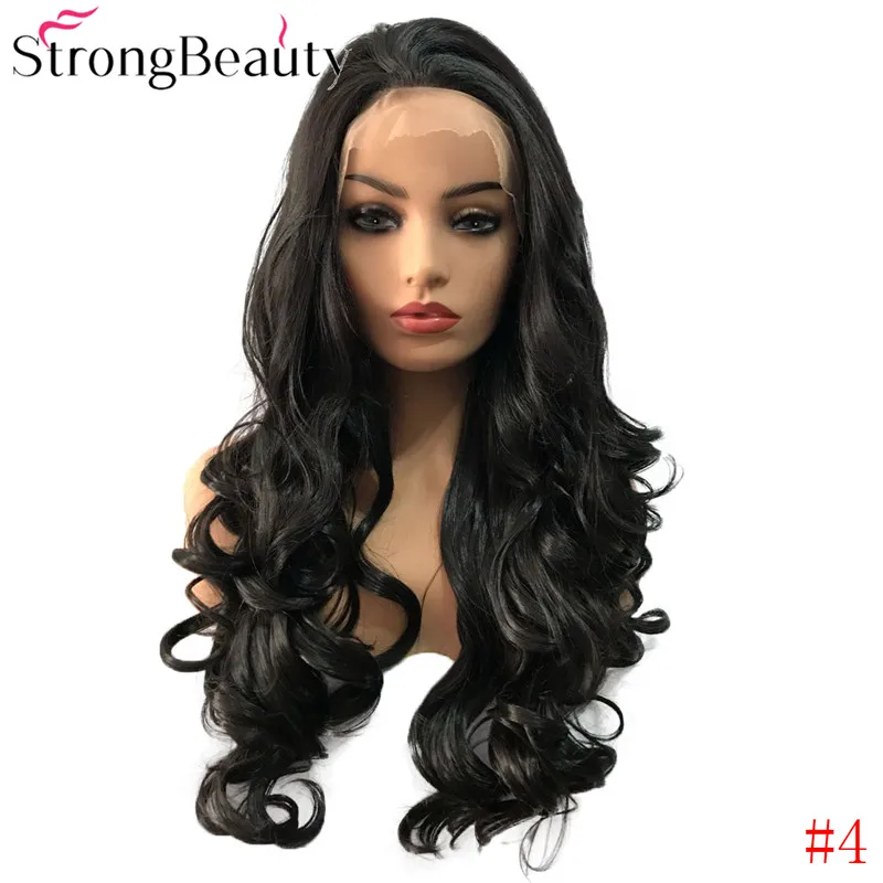 StrongBeauty синтетический парик с длинными кудрявыми волосами, натуральные парики, черный/коричневый/клубника/блонд, термостойкие волокна, Косплей парики