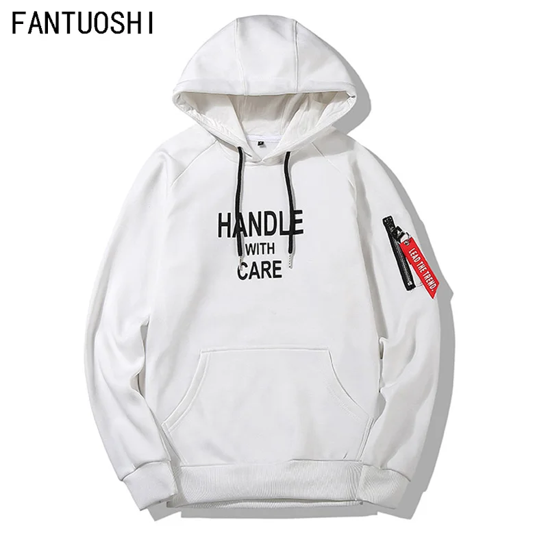 

Autumn 2018 New Men's Hoodies fashion Casual Long Sleeve Sweatshirt Letter printing Male pullover Slim cotton Coat Black 4XL