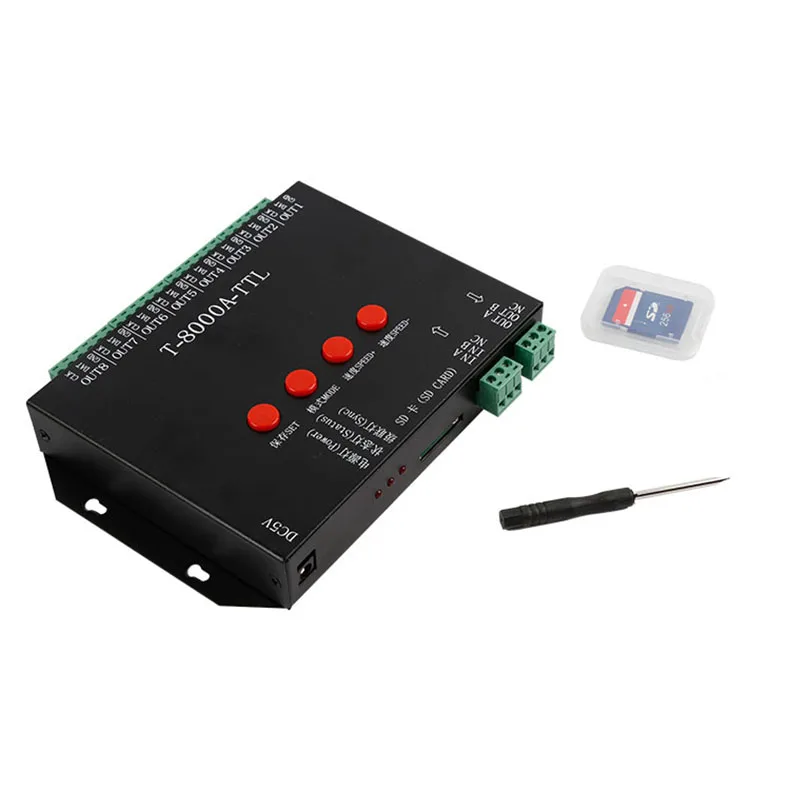 Полноцветный светодиодный пиксельный контроллер rgb T8000A с 8 портами модуль SD карта
