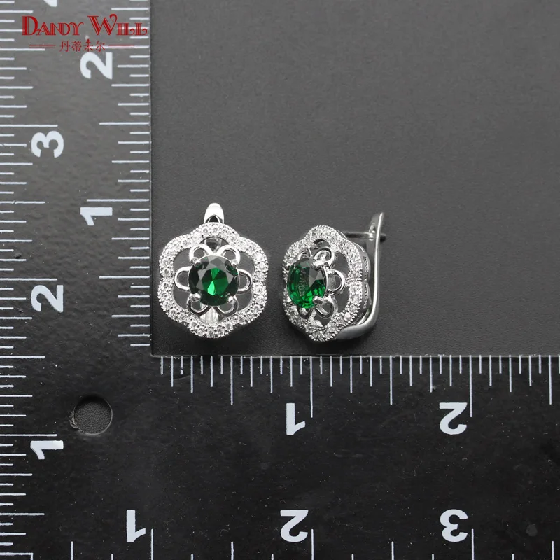 Green Crystal Jewelry Sets For Women White CZ 925 Logo Silver Color Earrings/Ring/Necklace/Pendant/Bracelets Party Wedding | Украшения и
