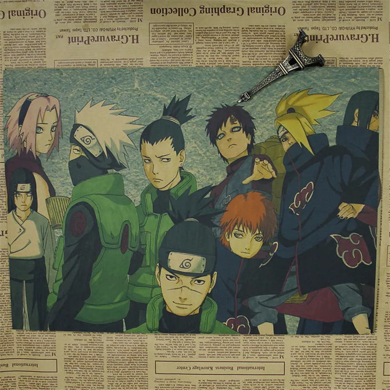 Винтаж аниме мультфильм Узумаки постер Naruto бар Детская комната Домашний декор комиксы Наруто ретро крафт-бумага живопись Наклейка на стену