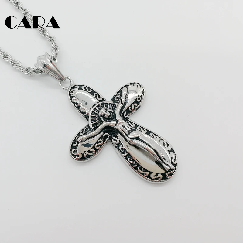 CARA 2019 New Crucifix pendant necklace antique silver color Jesus cross Christian crucifix CARA0549 | Украшения и аксессуары