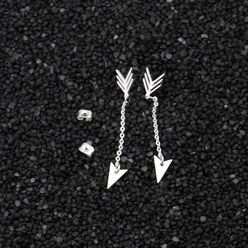 Женские серьги-стрелка из нержавеющей стали Дротика длинная цепочка висячие