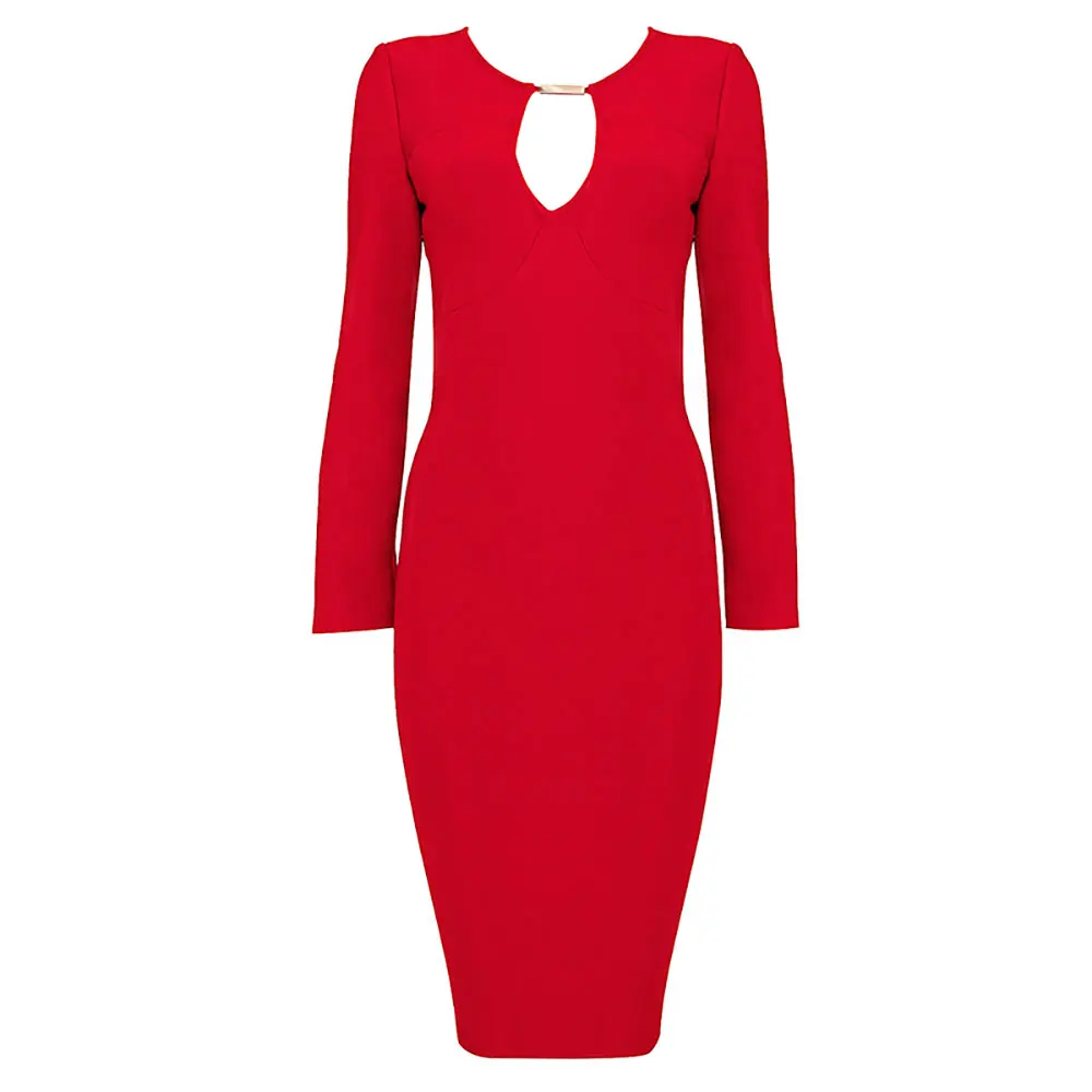 Красное платье с длинным рукавом 2020 Женская Новая мода сексуальное Клубное