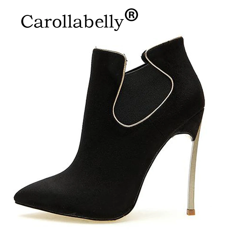 Женские ботинки на высоком каблуке 12 см с острым носком | Обувь