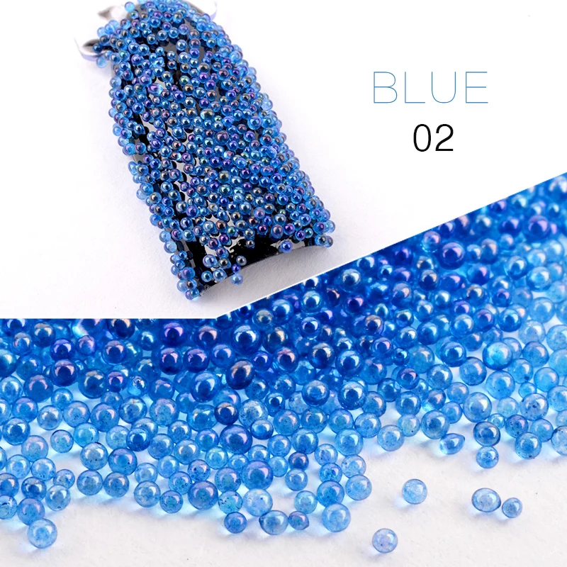10 г 7 цветов DIY Micro Beads дизайн ногтей 3D украшение Икра штифт шпильки порошок стеклянные бусины блестящие украшения для маникюра легко применять TSLM1 - Цвет: 02
