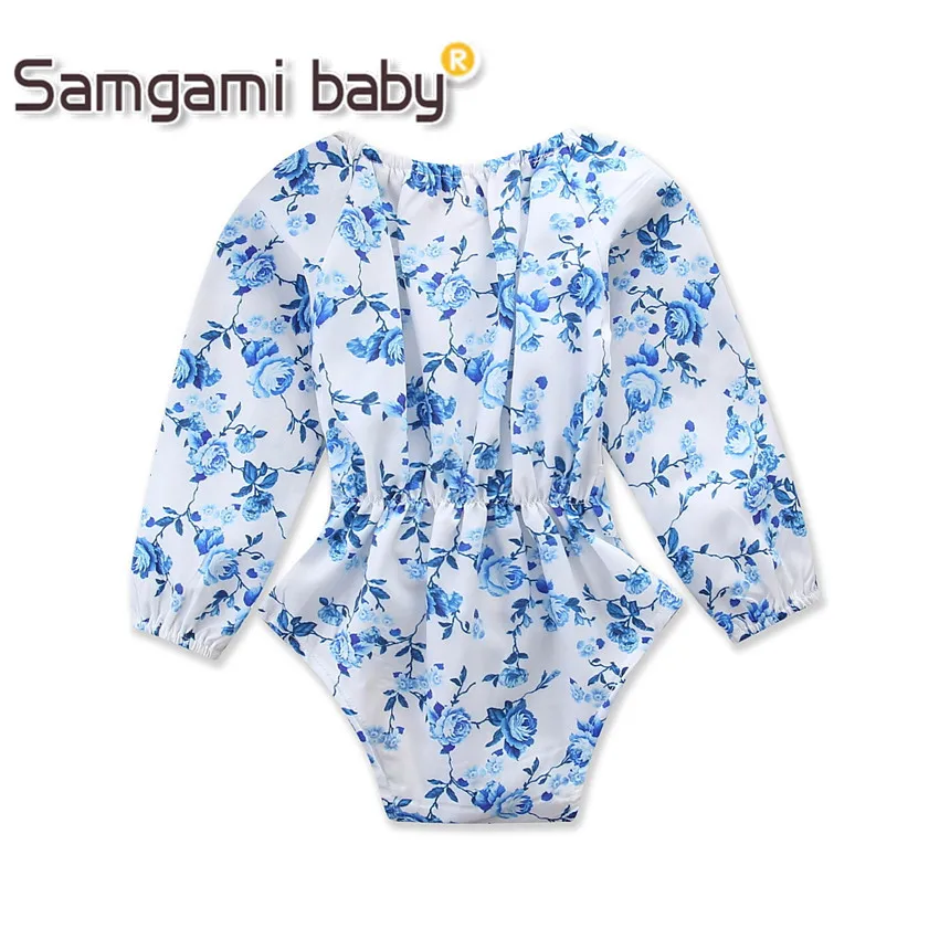SAMGAMI/Одежда для маленьких девочек голубой комбинезон с длинными рукавами и