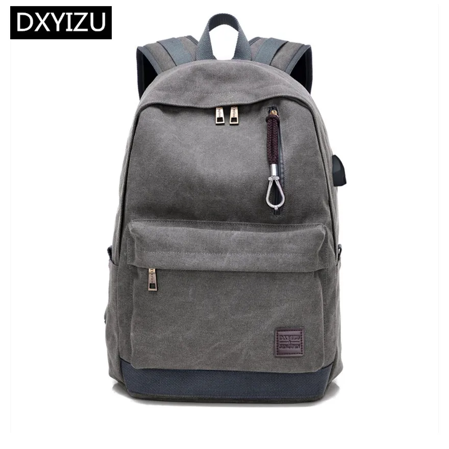 grey Dingxinyidu, школьный рюкзак из парусины, Мужская школьная сумка, usb зарядка, повседневный дорожный рюкзак для ноутбука, 15,6, рюкзак, школьный рюкзак - Цвет: grey