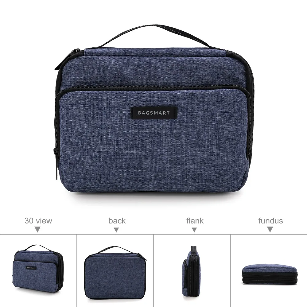 Bagsmart двухслойные органайзеры для путешествий для кабеля Kindle чехол для зарядки телефона большая емкость аксессуары для электроники сумка