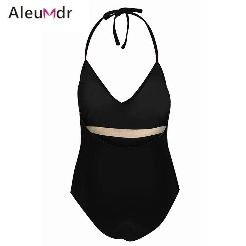Aleumdr 2019 Новый Цельный купальник сексуальный красный сетчатый пэчворк спортивный