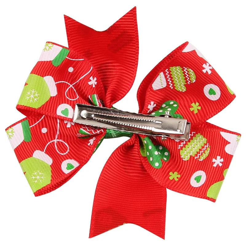 Рождественские банты для волос девочек бант Шпилька детская лента аксессуары
