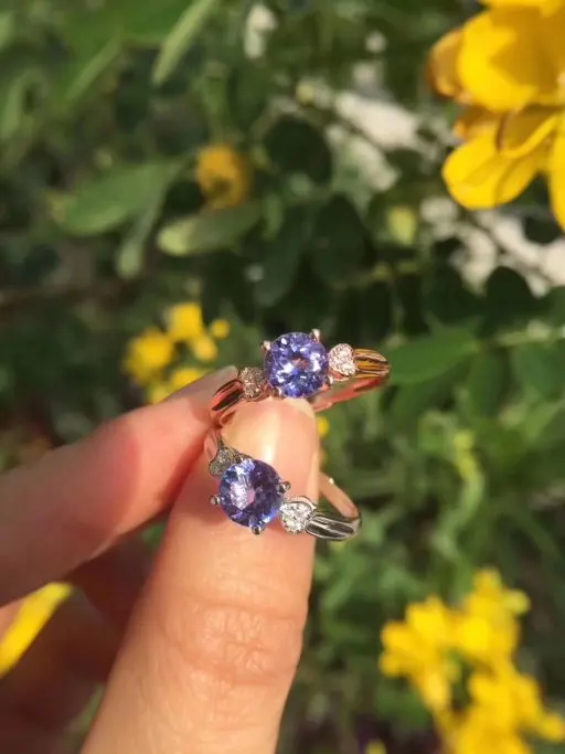 Кольцо женское из танзанита 6 мм серебро 925 пробы|fine jewelry|fine tanzanite jewelryring |