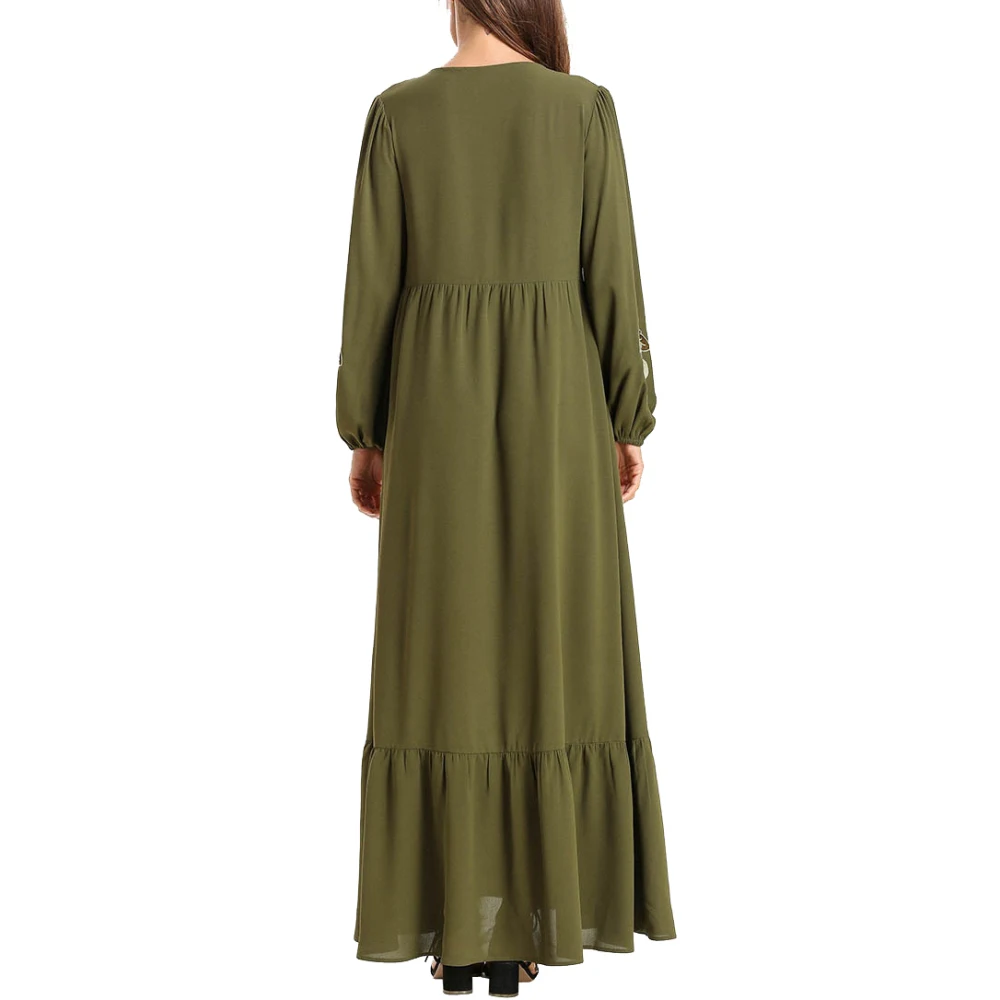 Женское длинное платье-рубашка размера плюс с длинными рукавами вышивкой