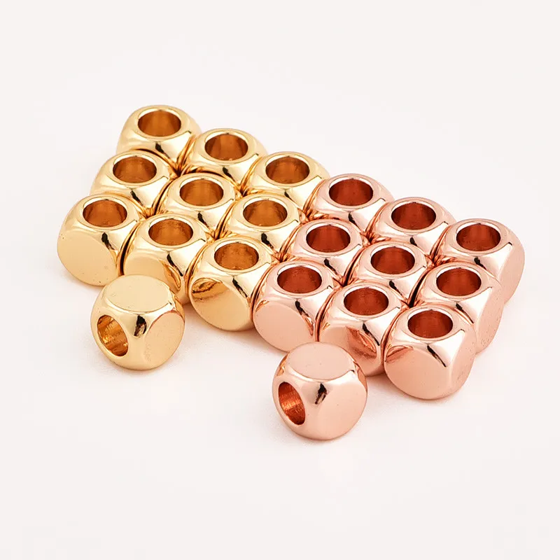 10/шт 5 мм заполненные розовые шампанские Золотые Квадратные бусины DIY ювелирные