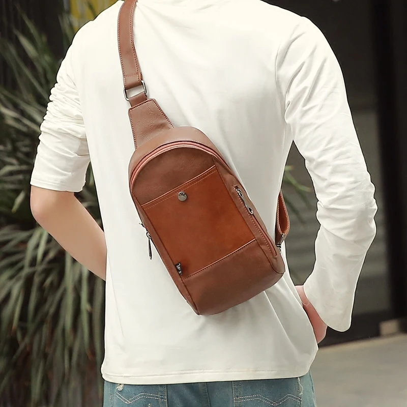 Three-box Leather Men Messenger Bags Design Crossbody Bag Casual Man's Chest Packs High Quality Pockets Brand Shoulder |