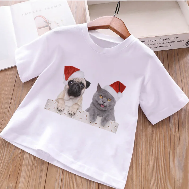 Harajuku Cartoon Cotton Girls Shirt New Fashion Vintage T Shirt Kid Cute Dog Animal Print Punk Rock Streetwear Boys Tshirts