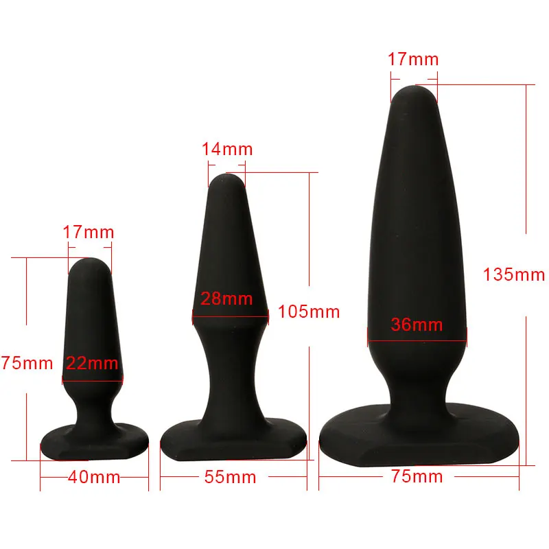 Анальная пробка черного цвета Водонепроницаемая силиконовая большого размера