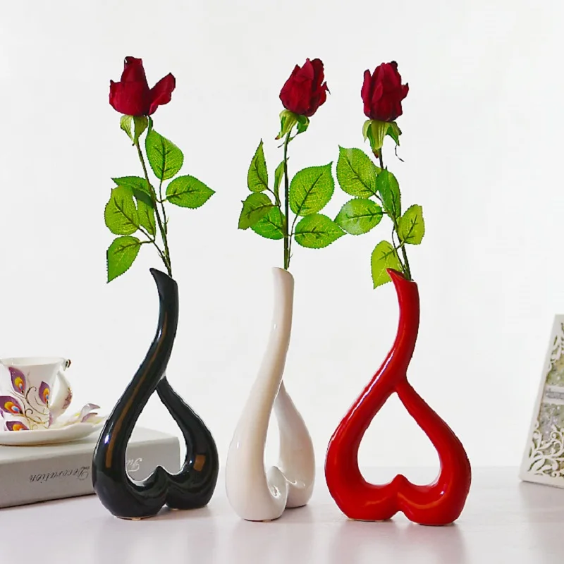 

Fashion Home Decoration Heart-shaped Ceramic Vases Wedding Room Furnishings Crafts Gifts Flower Vase