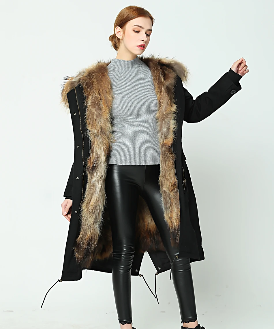 OFTBUY, парка выше колена, зимняя куртка для женщин, парка из натурального меха енота, пальто с воротником, с капюшоном, настоящая теплая подкладка из лисьего меха
