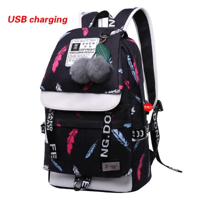 A6 SHENHU, женский рюкзак с Usb зарядкой, сумка для ноутбука, сумки для путешествий, черный школьный рюкзак для девочек, модный рюкзак с мультипликационным принтом, Mochila - Цвет: A6