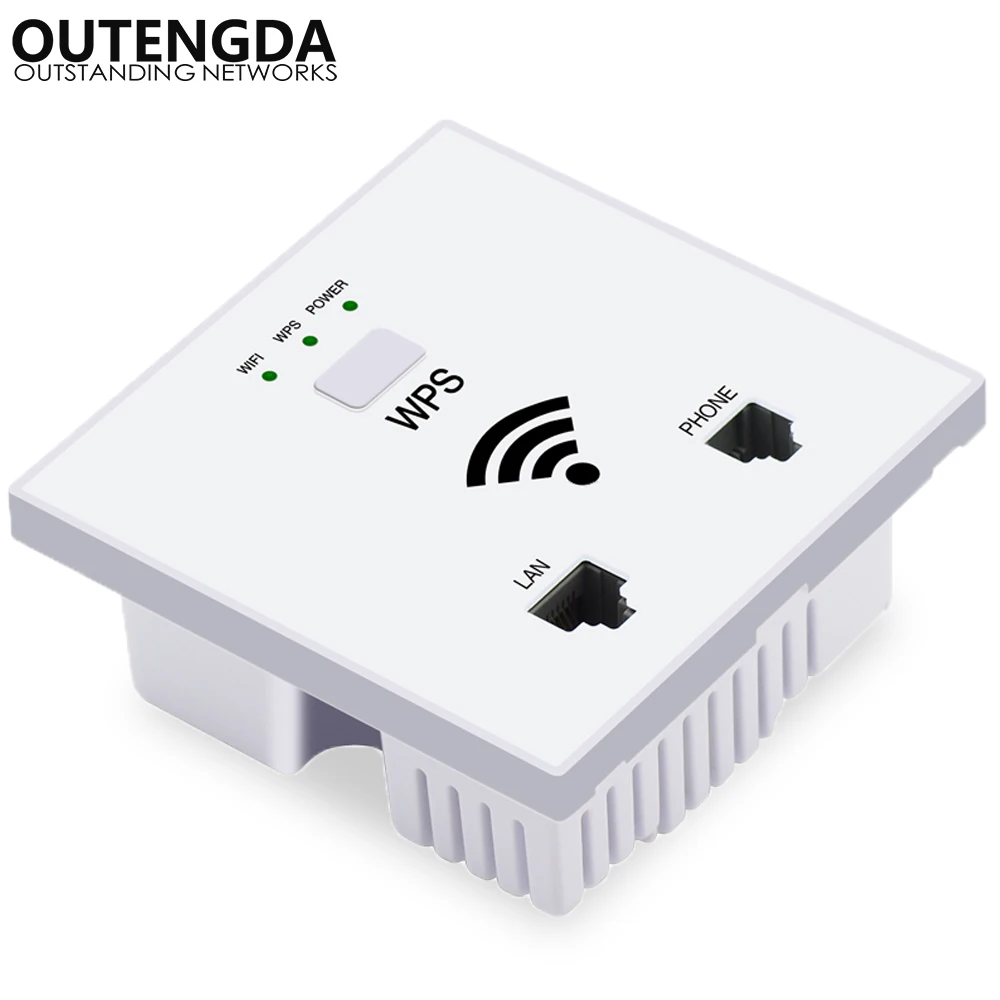 Розетка настенная с поддержкой Wi Fi 300 Мбит/с RJ45 RJ11|in wall wifi|in wallwifi ap |