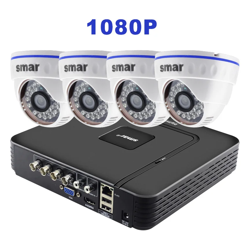 Белый Smar 720P 1080 видеонаблюдения Системы 4CH H.264 CCTV HDMI цифровой видеогеристратор обособленный для безопасности Комплект Домашние безопасности Камера дневной и ночной обнаружения - Цвет: Белый