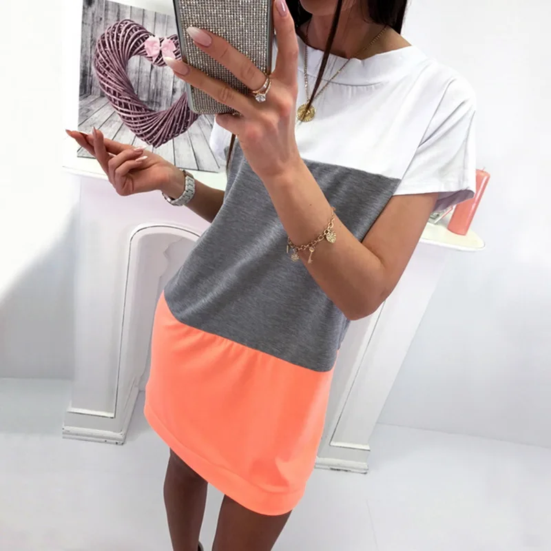 CALOFE женское сексуальное платье с коротким рукавом круглым вырезом сзади в стиле