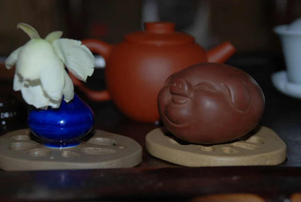 Fuzhu Tea pet yixing tea decoration set artificial animal clay sculpture zisha |