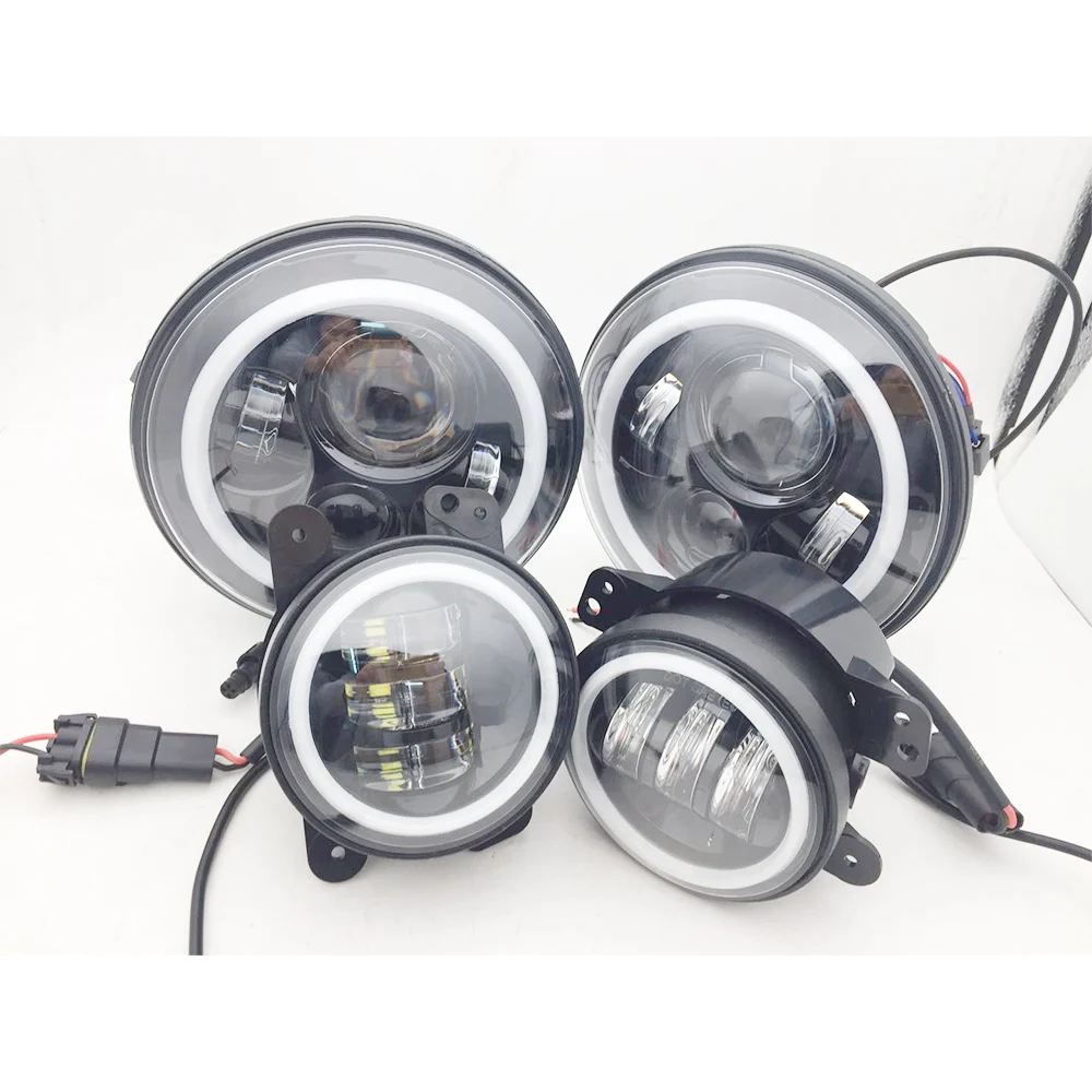 Цветная (RGB) 7 дюймовый светодиодный головной светильник Hi/короче спереди и