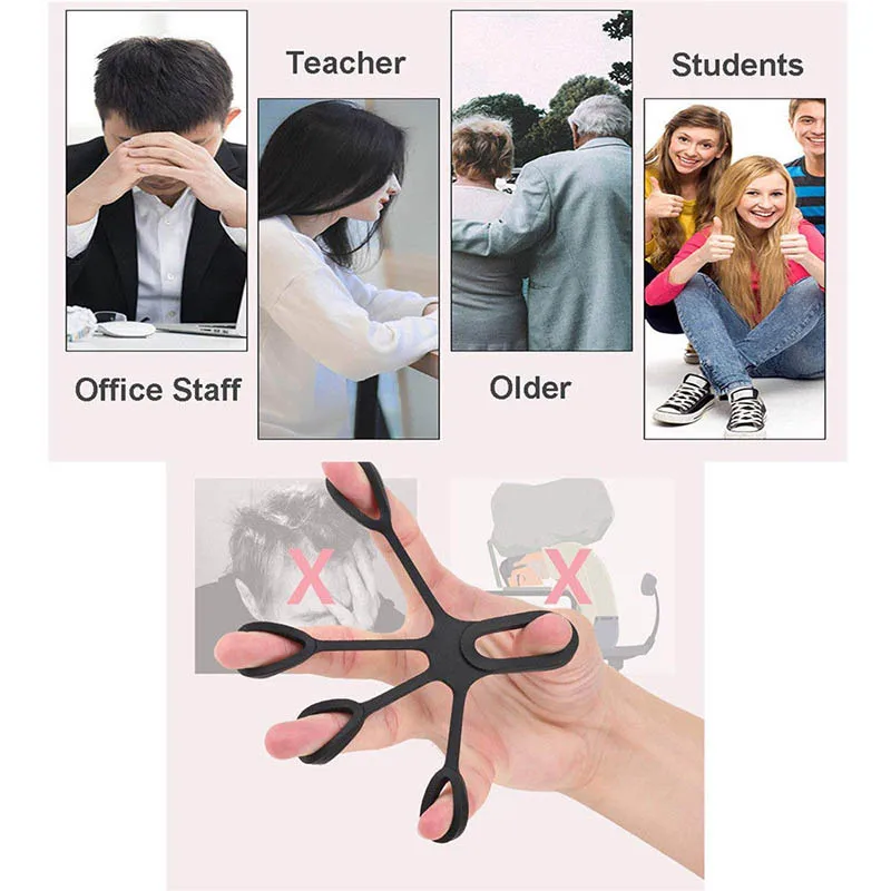 

10pcs Finger Stretcher Strengthener Silicone Hand Exercise Resistance Bands Training Exercise FK88